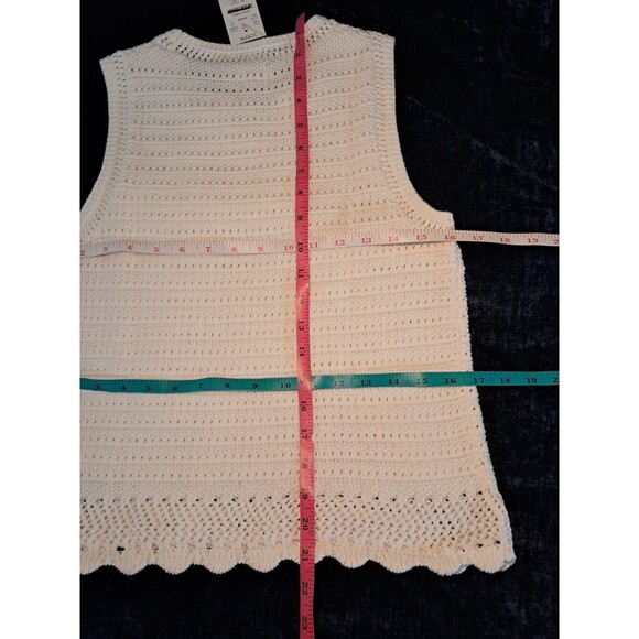 J.Crew Crochet Sweater Tank Top Ivory Cotton Scalloped Hem CA087 Size S NWT - Picture 6 of 7